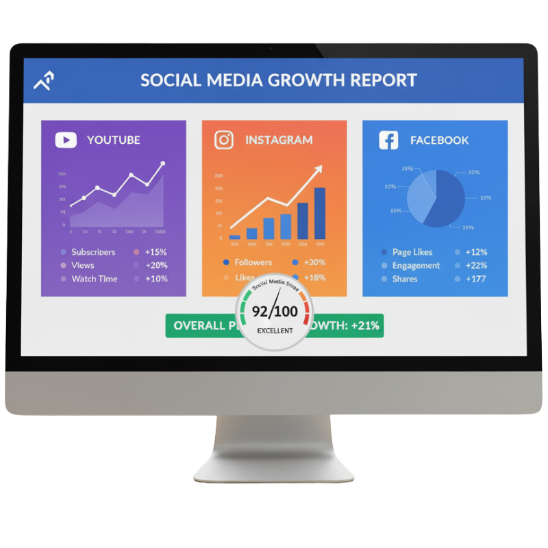 Social media growth report dashboard